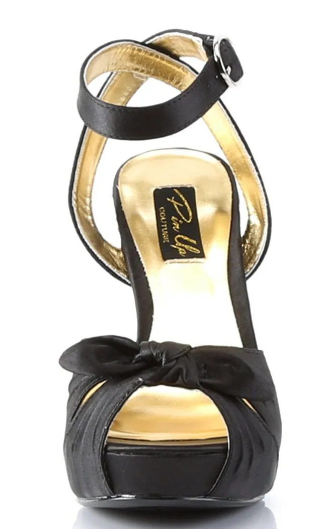 BETTIE-04 Blk Satin Heels