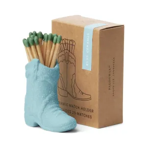 Blue Cowboy Boot Match Holder