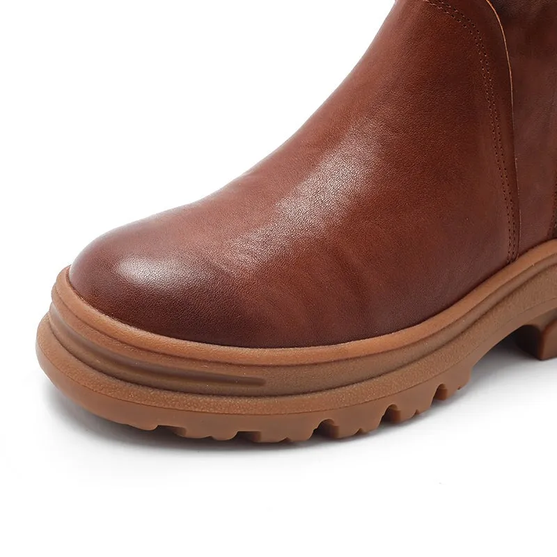 Dwarves Leather Short Boots Snow Boots Have Fleece Lined for Cold Winter in Black/Brown/Yellow/Coffee