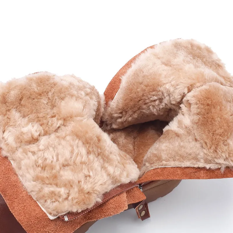Dwarves Leather Short Boots Snow Boots Have Fleece Lined for Cold Winter in Black/Brown/Yellow/Coffee
