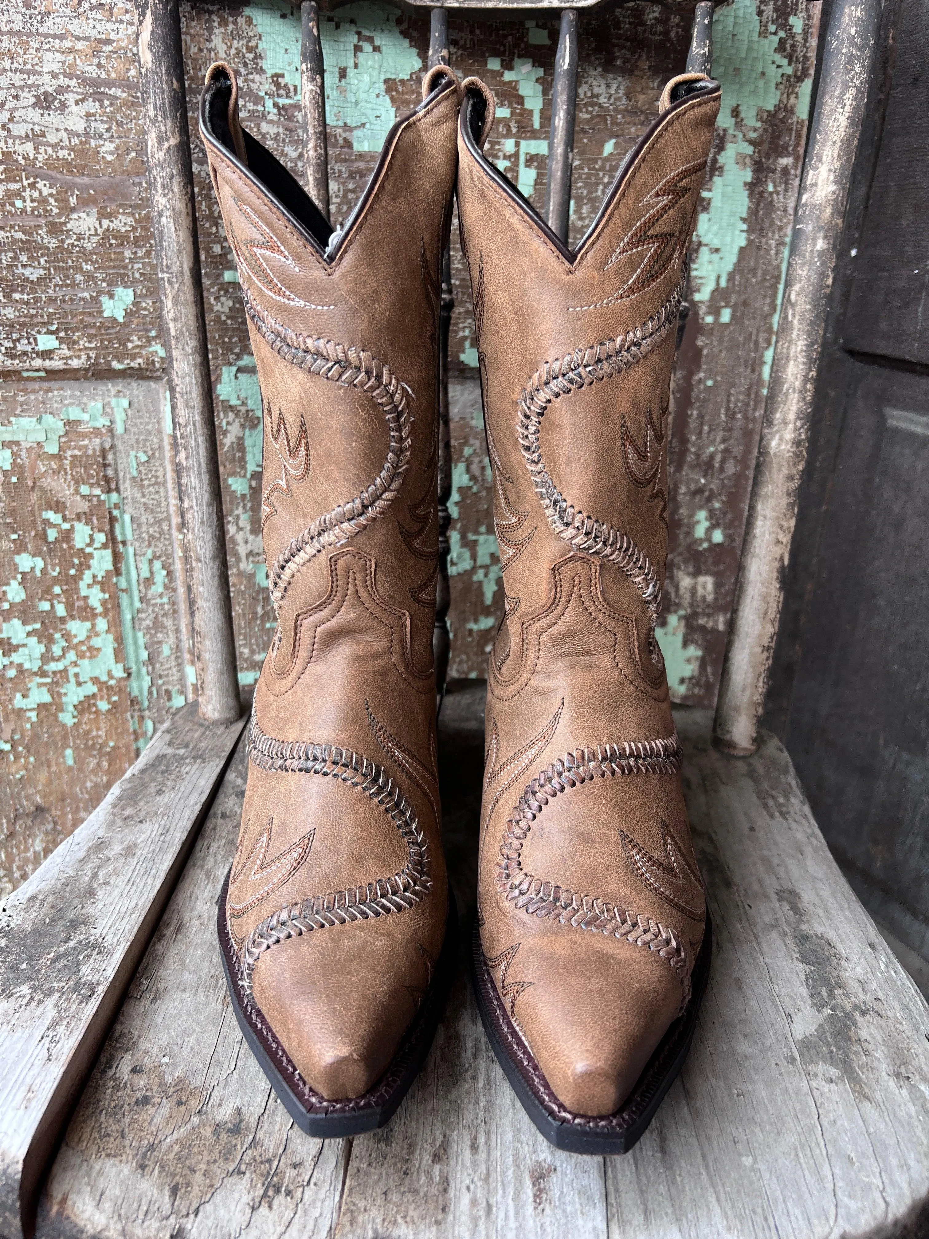 Laredo Men's Lawry Leather Tan Snip Toe Cowboy Boots 68422