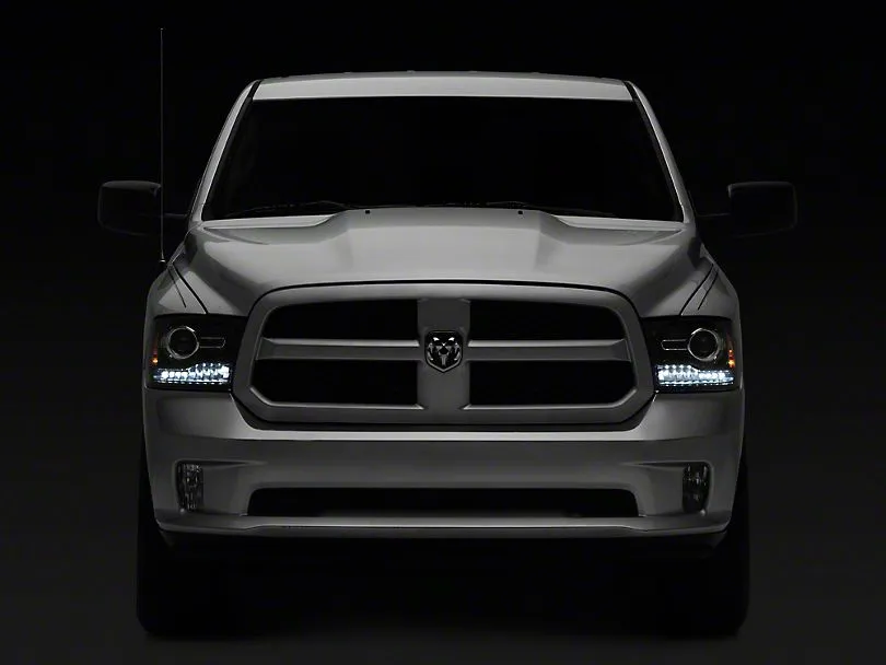 Raxiom Projector Headlights Dodge Ram 1500 Factory Halogen (09-18) [OE-Style] w/ LED Halo & Switchback Turn Signals