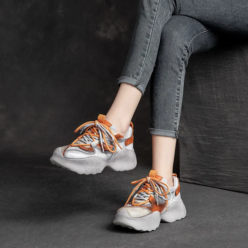 Women Retro Breathable Patchwork Platform Sneakers