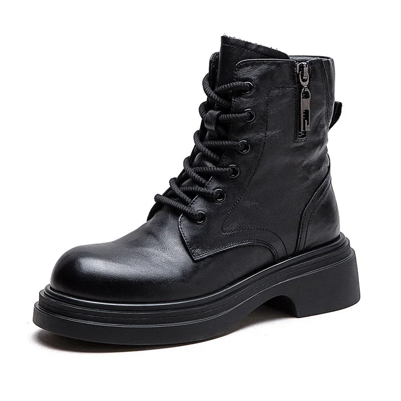 Women Retro Patchwork Leather Casual Boots
